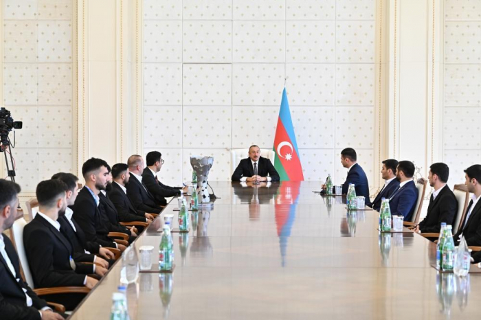 Azerbaijani President receives winners of European Mini Football Championship - PHOTOS