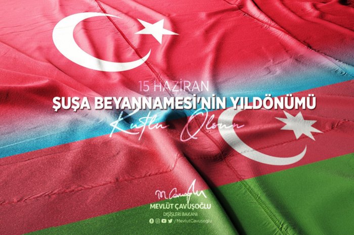    "Müttəfiqliyimizi gücləndirən  "Şuşa Bəyannaməsi"nin ildönümü  mübarək" -    Çavuşoğlu      