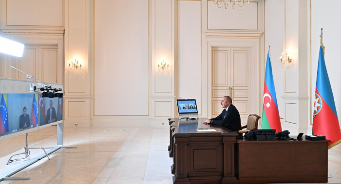   President Ilham Aliyev meets with Venezuelan counterpart Nicolas Maduro in video conference format  