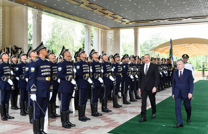  Official welcome ceremony held for President Ilham Aliyev in Tashkent 