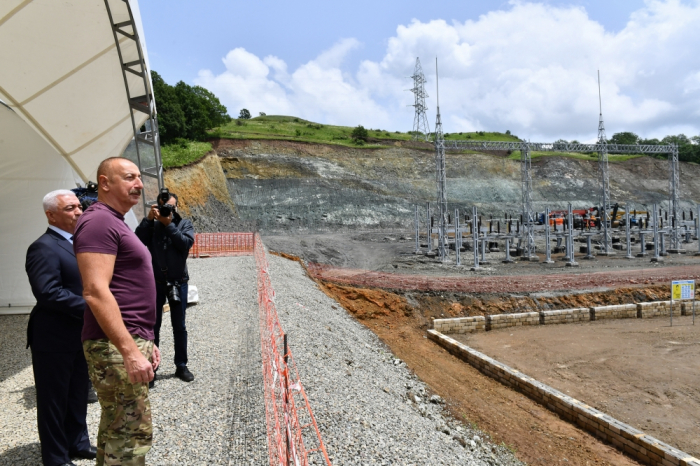  Azerbaijani President views work done at “Gorchu” power substation in Lachin 