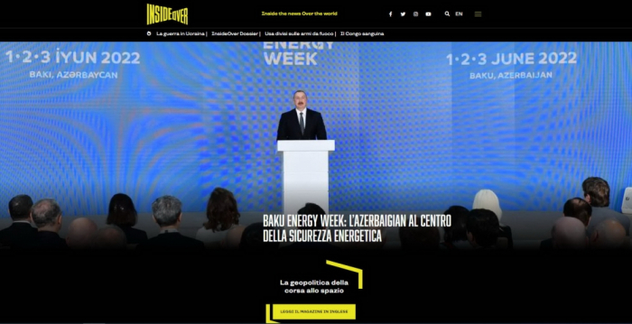 El portal de noticias italiano destaca la Semana de la Energía de Bakú