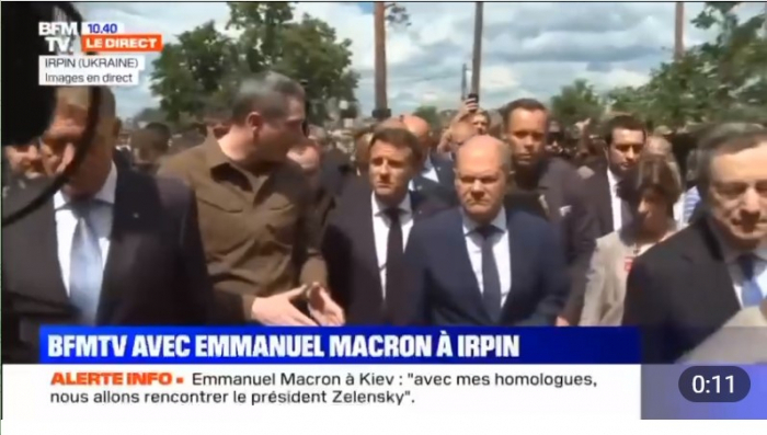   Macron, Scholz et Draghi en visite à Irpin, dans la banlieue de Kiev  