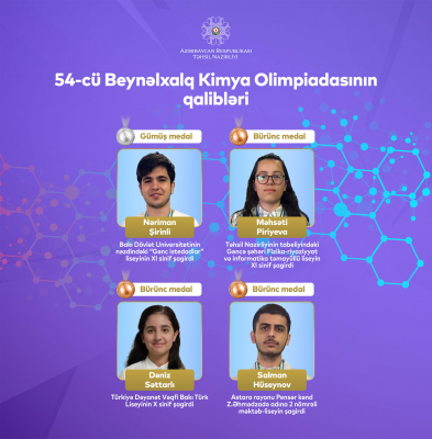 Şagirdlərimiz Beynəlxalq Kimya Olimpiadasında 4 medal qazandı