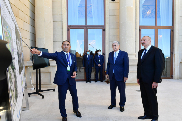   Präsidenten von Aserbaidschan und Kasachstan machten sich mit dem Projekt des Kurmangazy-Zentrums bekannt  