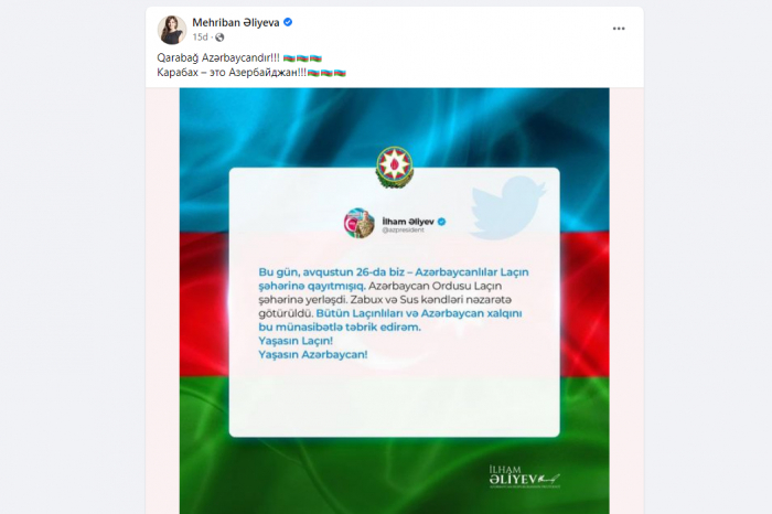  Mehriban Aliyeva berichtete über die Rückkehr der Aserbaidschaner in die Stadt Latschin 
