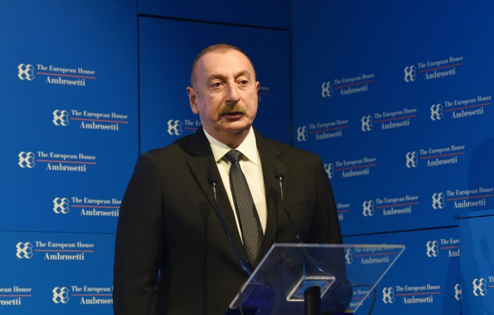  President Ilham Aliyev highlights active political dialogue between Azerbaijan and Italy -  FULL SPEECH  