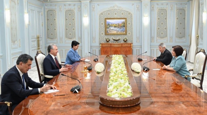   Aserbaidschanische Parlamentssprecherin trifft sich mit dem Präsidenten von Usbekistan  
