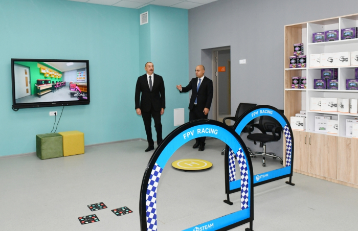   President Ilham Aliyev viewed conditions created at newly-built school No2 in Saray settlement -   PHOTOS    