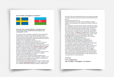 Swedish Azerbaijani Association’s appeal to PACE and House of Europe on Armenian provocation