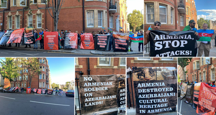   In Großbritannien lebende Aserbaidschaner protestieren gegen armenische Provokationen  
