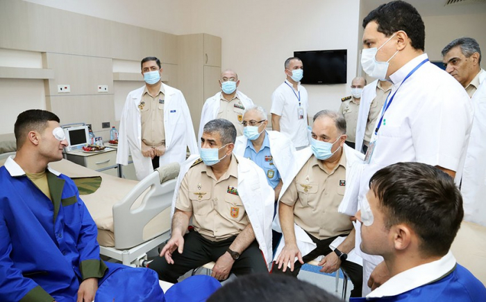 Azerbaijani Defense Minister meets with wounded undergoing treatment in military hospital
