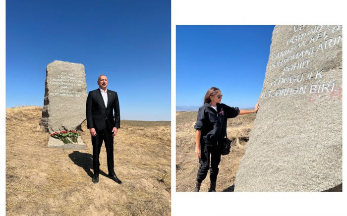   Ilham Aliyev y Mehriban Aliyeva visitaron la placa conmemorativa en Karakhanbeyli  