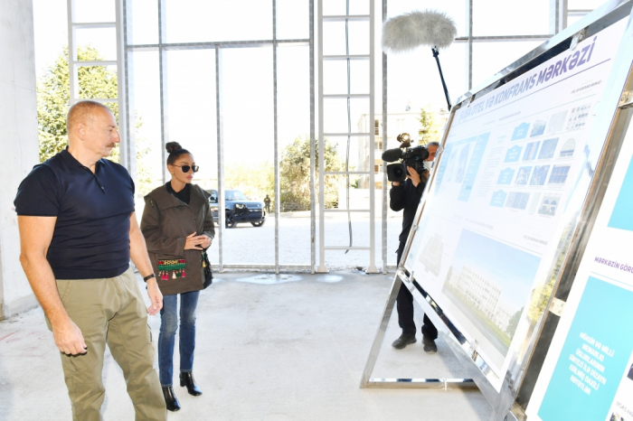   President Ilham Aliyev views progress of construction works at Shusha hotel and conference center  