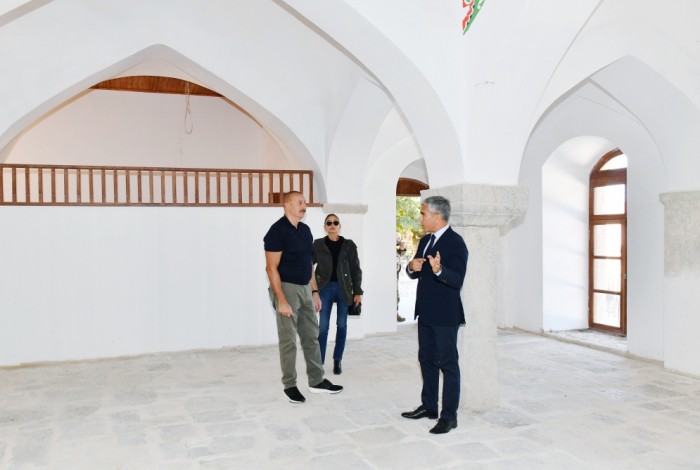  Azerbaijani president and first lady view progress of restoration work at Mehmandarovs