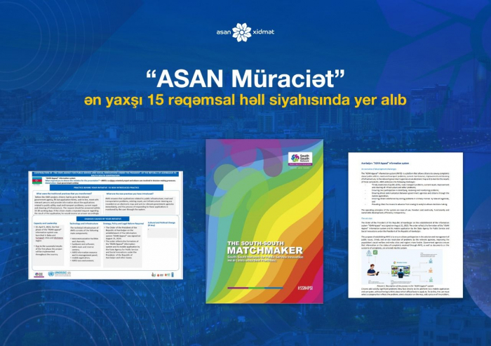 “ASAN Müraciət” ən yaxşı 15 təcrübə sırasında yer alıb
“ASAN Müraciət” ən yaxşı 15 təcrübə sırasında yer alıb