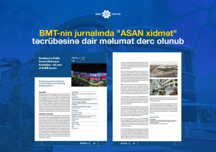 BMT-nin jurnalında "ASAN xidmət" təcrübəsinə dair məlumat dərc olunub