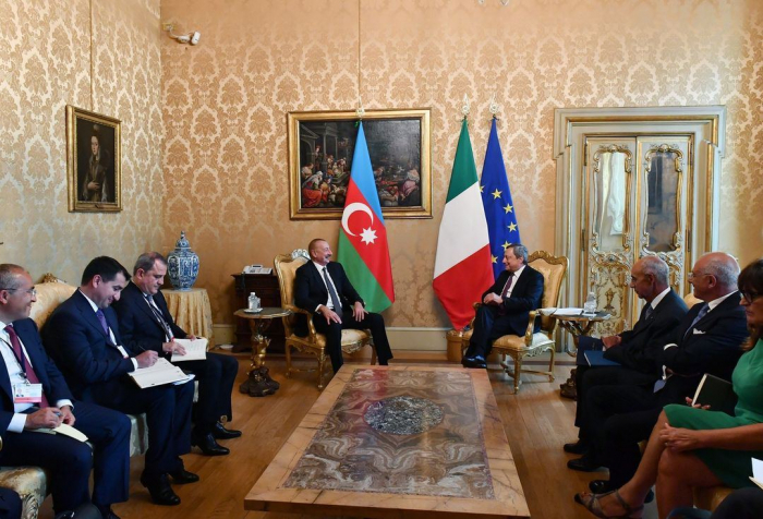 President Ilham Aliyev, Italian PM Mario Draghi hold meeting