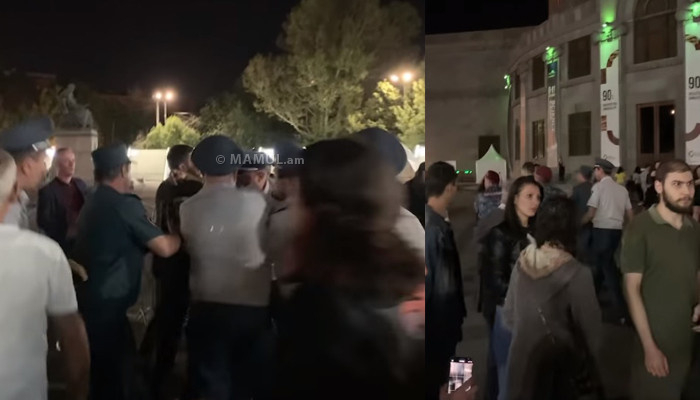    Polis mahnı oxuyan erməniləri saxladı -    VİDEO      