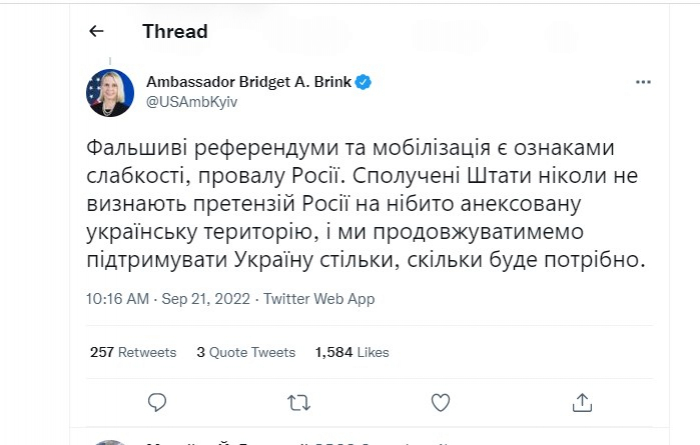    ABŞ səfiri Rusiyadakı səfərbərliyə reaksiya verdi    