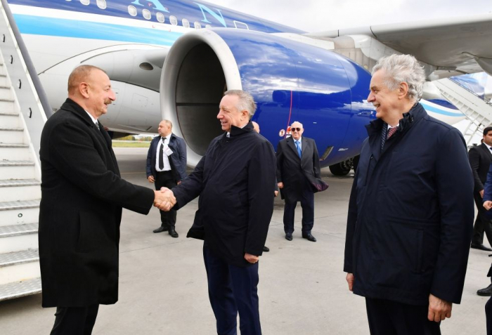  President Ilham Aliyev arrives in Russia for working visit 