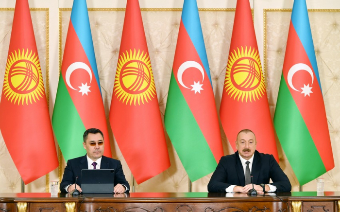  Azerbaijani, Kyrgyz presidents make press statements 