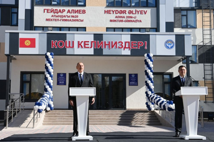  President Ilham Aliyev attends inauguration of School-Gymnasium educational complex named after Heydar Aliyev in Bishkek 