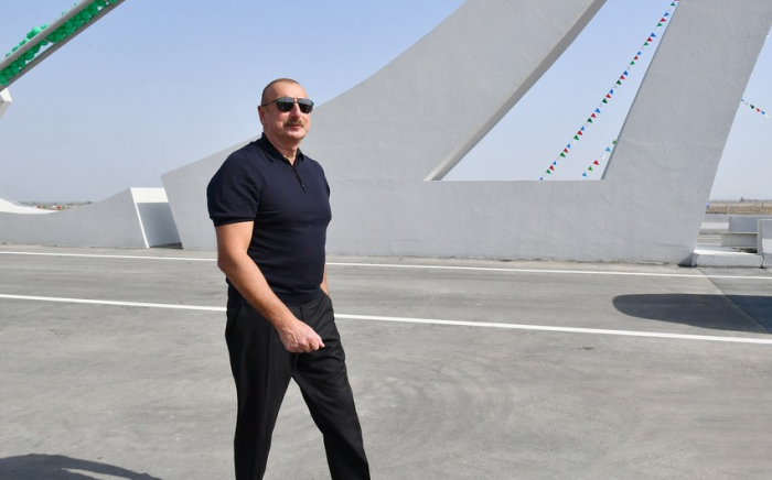 Ilham Aliyev lernte die Projekte der Wasserreservoirs "Barguschadtschay" und "Zabukhtschay" in Gubadli kennen 