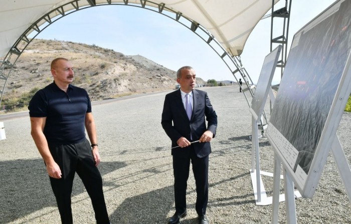 President Ilham Aliyev views projects of “Zabukhchay” and “Bargushadchay” reservoirs in Gubadli