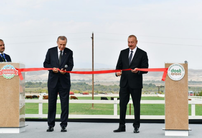  Azerbaijani and Turkish presidents attend opening of first stage of “Dost Agropark" smart agricultural complex in Zangilan