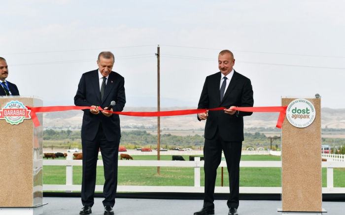  Präsidenten von Aserbaidschan und der Türkei nahmen an der Eröffnung der ersten Phase des „Dost Agropark“ in Zangilan teil - FOTOS