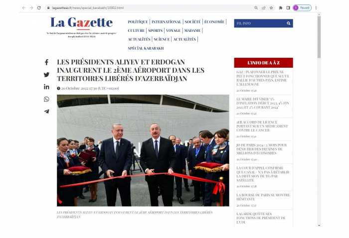 French press highlights opening of Azerbaijan