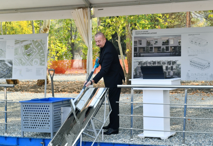  President Ilham Aliyev lays foundation stone for first residential building in Zangilan 