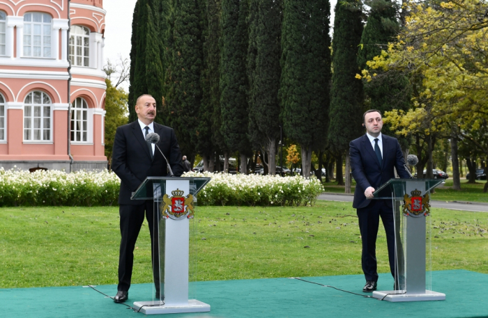  Azerbaijani President and Georgian PM make press statements  