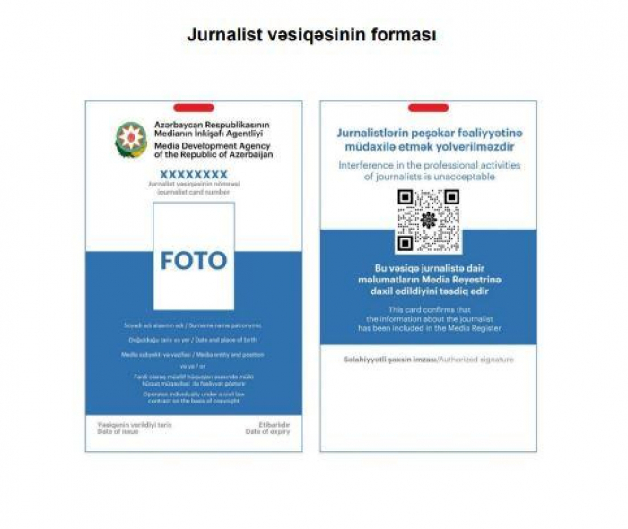 Jurnalist vəsiqəsinin forması təsdiq edilib Jurnalist vəsiqəsinin forması təsdiq edilib