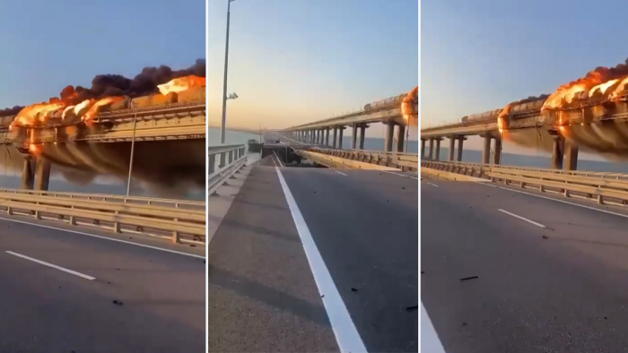   Se derrumban dos tramos de carretera tras el incendio en el puente de Crimea  