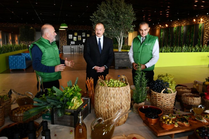 President Ilham Aliyev attends opening of olive oil and table olive products processing plant in Zira settlement