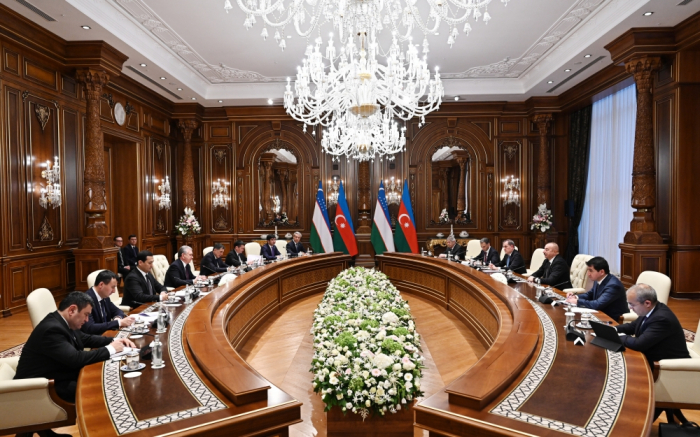  Präsident Ilham Aliyev trifft sich mit usbekischem Amtskollegen  