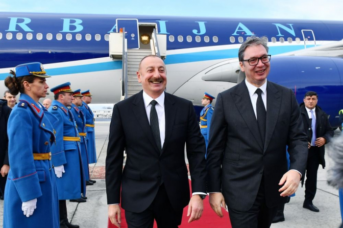  President Ilham Aliyev arrives in Serbia for official visit 