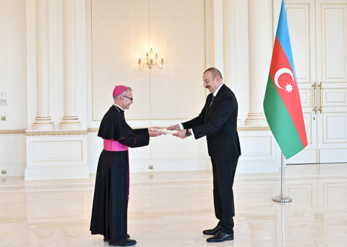 President Ilham Aliyev receives credentials of newly appointed apostolic nuncio of Holy See
