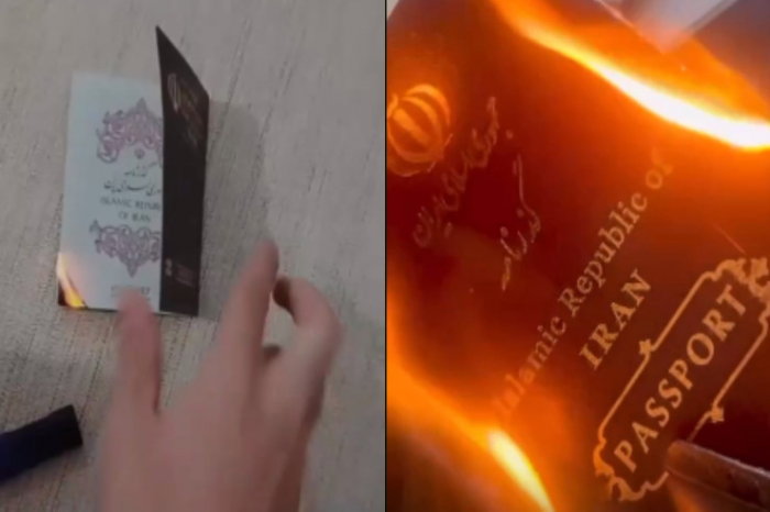İranda xalq pasportlarını yandırır - Video
İranda xalq pasportlarını yandırır - Video