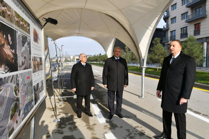   Präsident Ilham Aliyev besichtigte Arbeiten, die in Baku White City durchgeführt wurden  