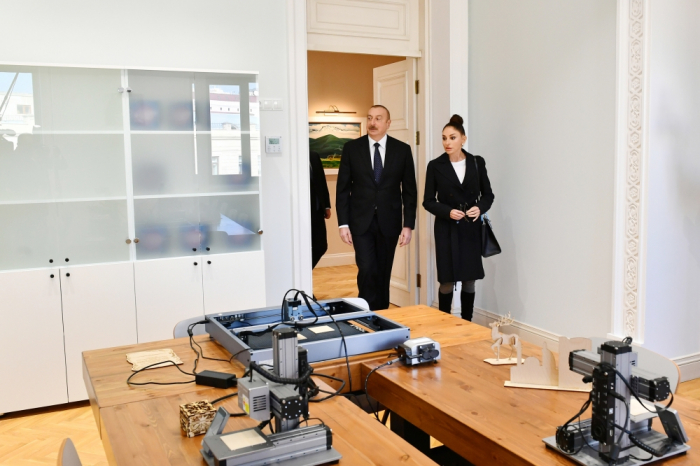  President Ilham Aliyev and First Lady Mehriban Aliyeva view conditions created at Child and Youth Development Center in Baku 