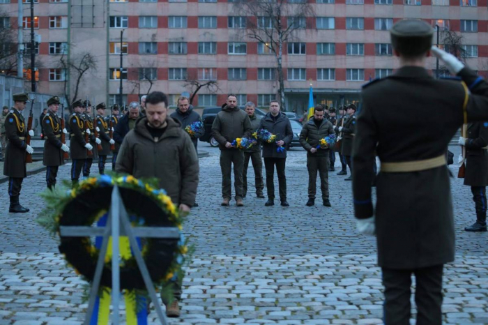 Ukrainian President Volodymyr Zelensky arrives in Lviv