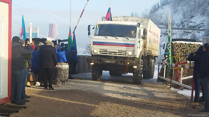   Four trucks of Russian peacekeepers pass freely along Azerbaijan