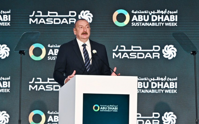  Präsident von Aserbaidschan sprach bei der Eröffnungszeremonie der Abu Dhabi Nachhaltigkeitswoche