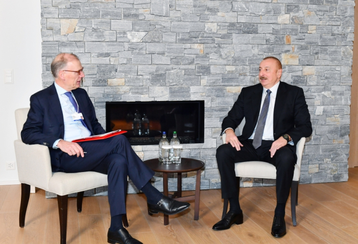  President Ilham Aliyev meets with President and CEO of Carlsberg Group in Davos 