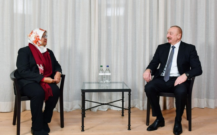  Präsident Ilham Aliyev traf in Davos mit dem Exekutivdirektor des UN-Regelungsprogramms zusammen  - FOTOS  