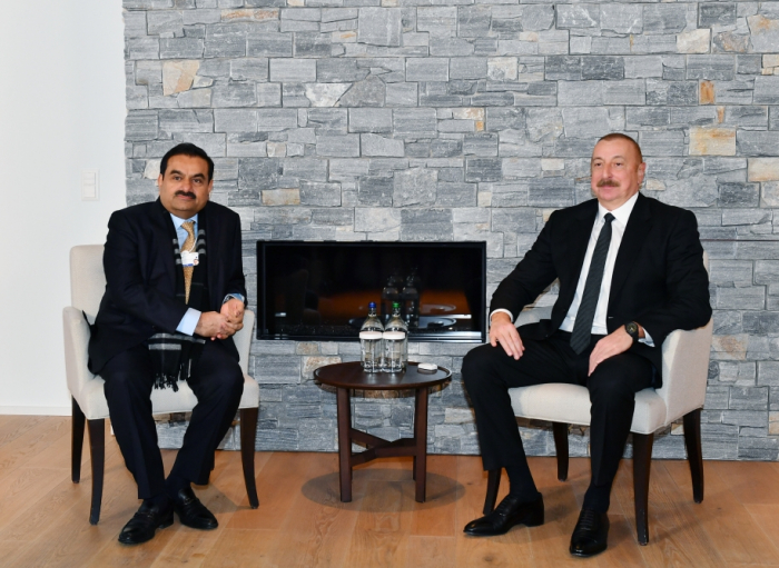  President Ilham Aliyev meets with Founder and Chairman of Adani Group in Davos 