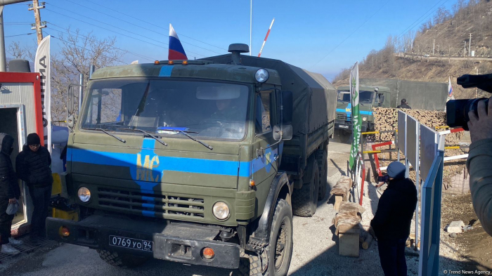 Supply vehicles of Russian peacekeepers pass freely along Azerbaijan